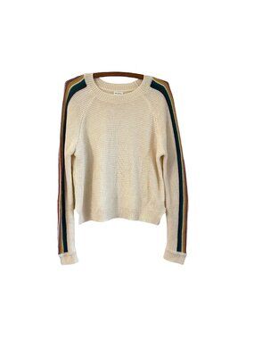 Others Follow Boho Rainbow Sleeve Stripe Loose Knit Pullover Sweater Size Large